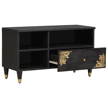 vidaXL TV-Schränk mit Regal Schwarz 80 x 33 x 46 cm Massivholz Mango