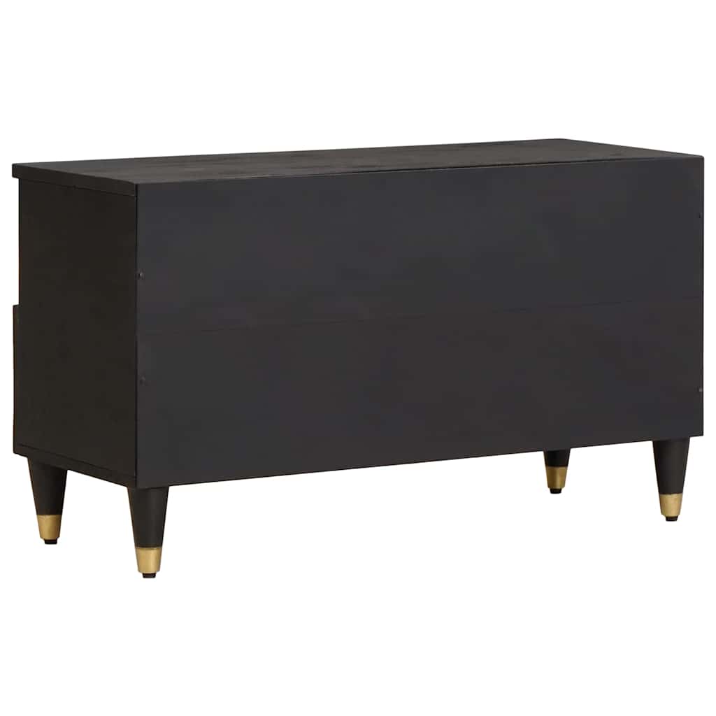 vidaXL TV-Schränk mit Regal Schwarz 80 x 33 x 46 cm Massivholz Mango