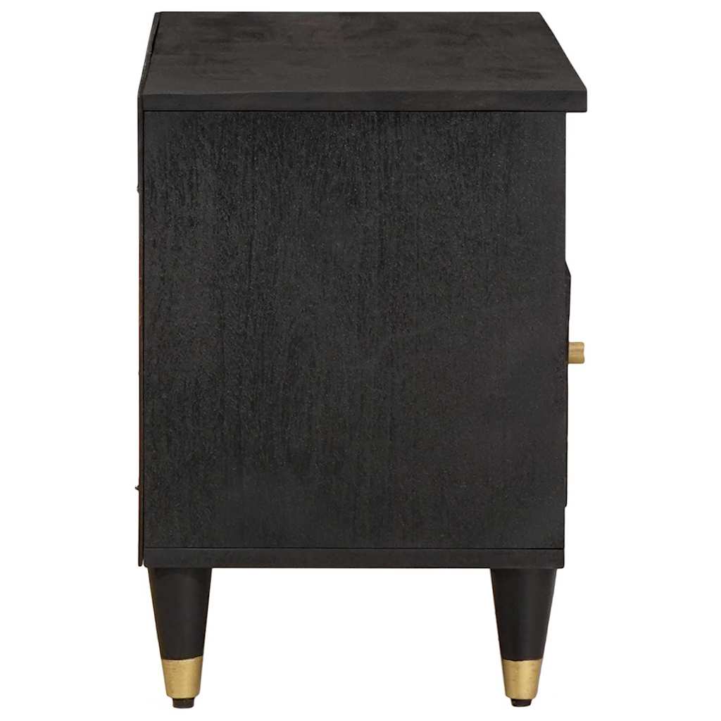 vidaXL TV-Schränk mit Regal Schwarz 80 x 33 x 46 cm Massivholz Mango