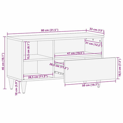 vidaXL TV-Schränk mit Regal Schwarz 80 x 33 x 46 cm Massivholz Mango