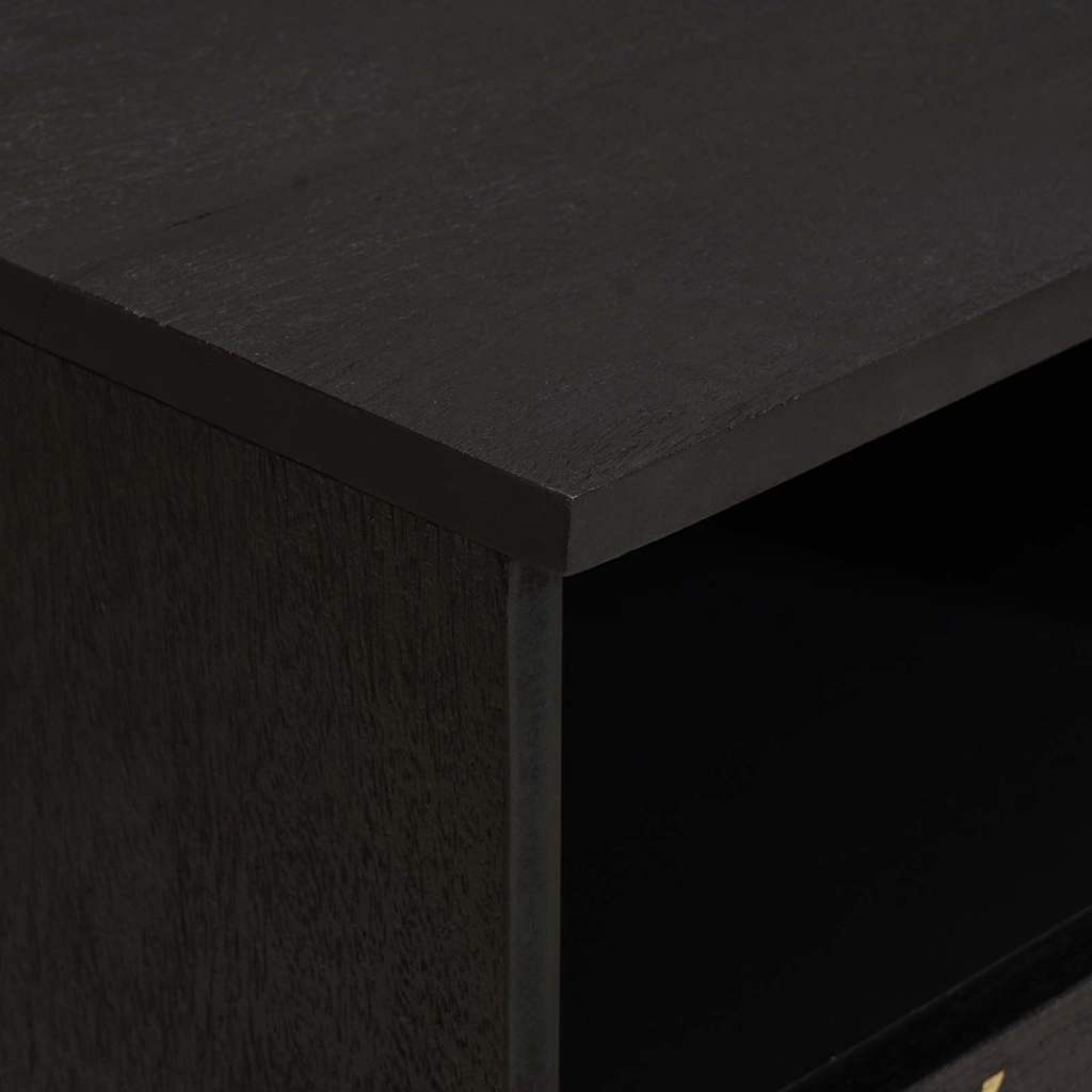vidaXL TV-Schränk mit Regal Schwarz 100 x 33 x 46 cm Massivholz Mango