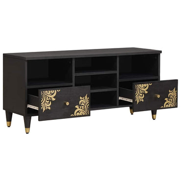 vidaXL TV-Schränk mit Regal Schwarz 100 x 33 x 46 cm Massivholz Mango