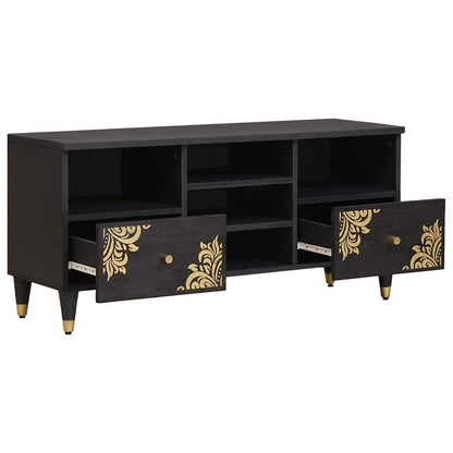vidaXL TV-Schränk mit Regal Schwarz 100 x 33 x 46 cm Massivholz Mango