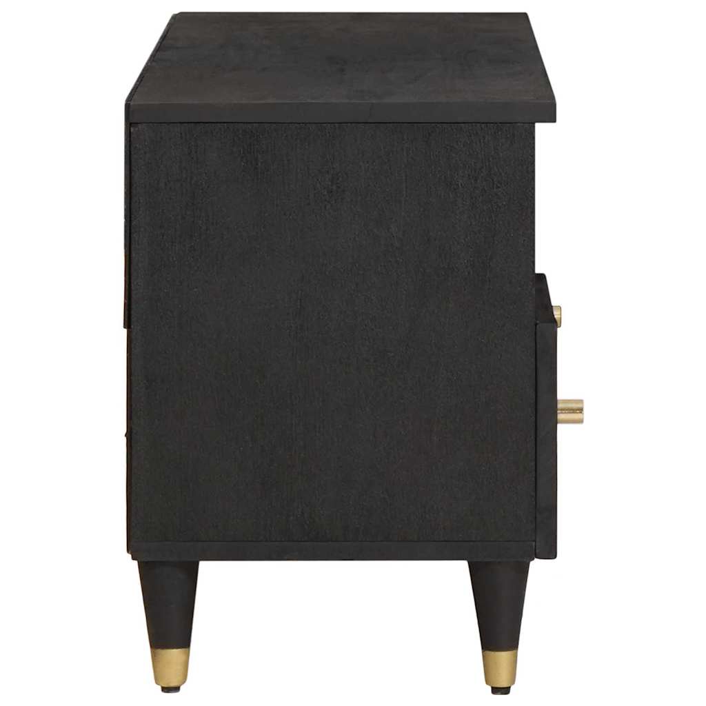 vidaXL TV-Schränk mit Regal Schwarz 100 x 33 x 46 cm Massivholz Mango