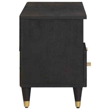 vidaXL TV-Schränk mit Regal Schwarz 100 x 33 x 46 cm Massivholz Mango