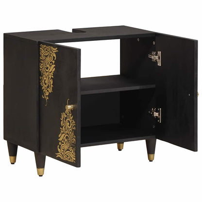vidaXL Waschbeckenunterschrank mit Speicher Schwarz 62 x 33 x 58 cm