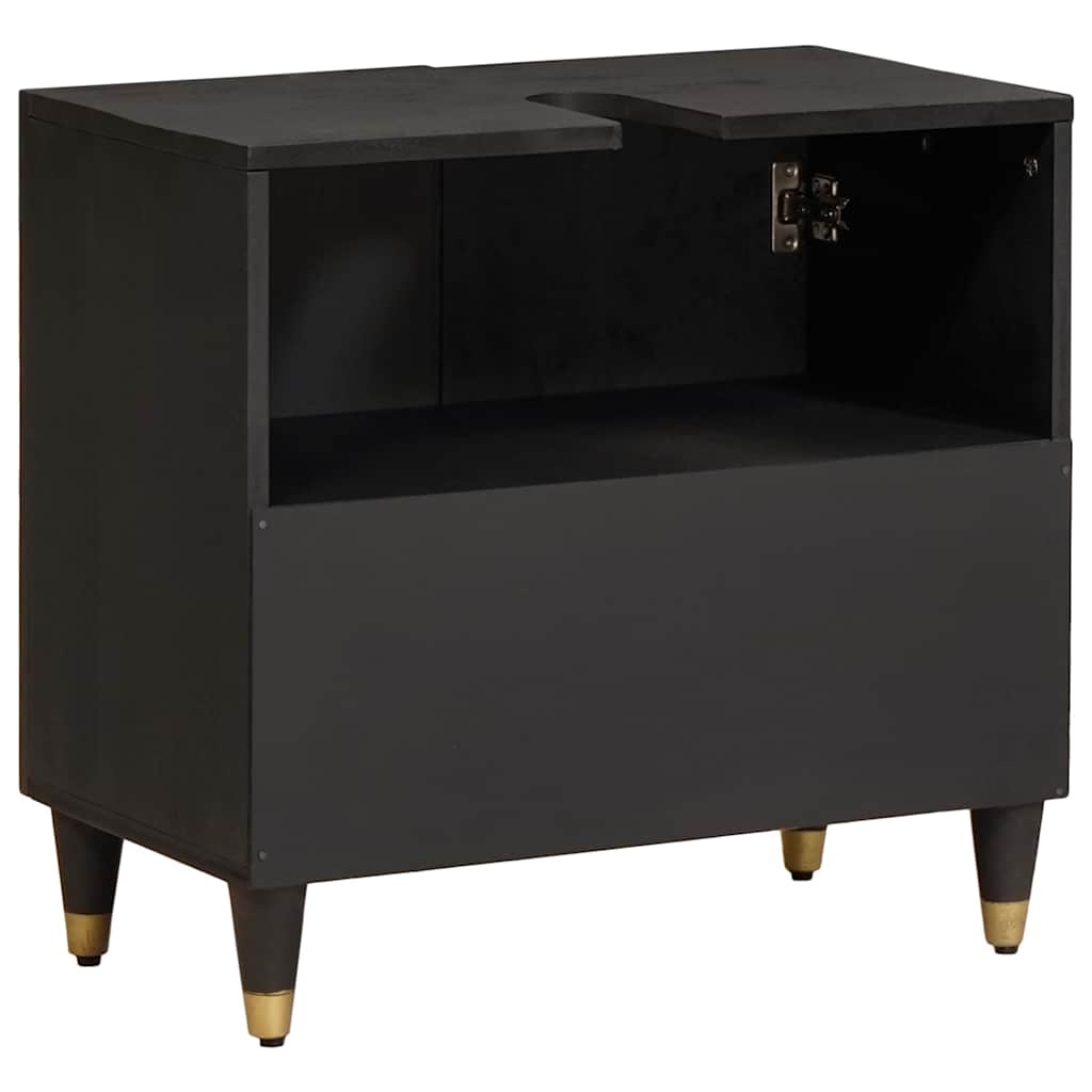 vidaXL Waschbeckenunterschrank mit Speicher Schwarz 62 x 33 x 58 cm