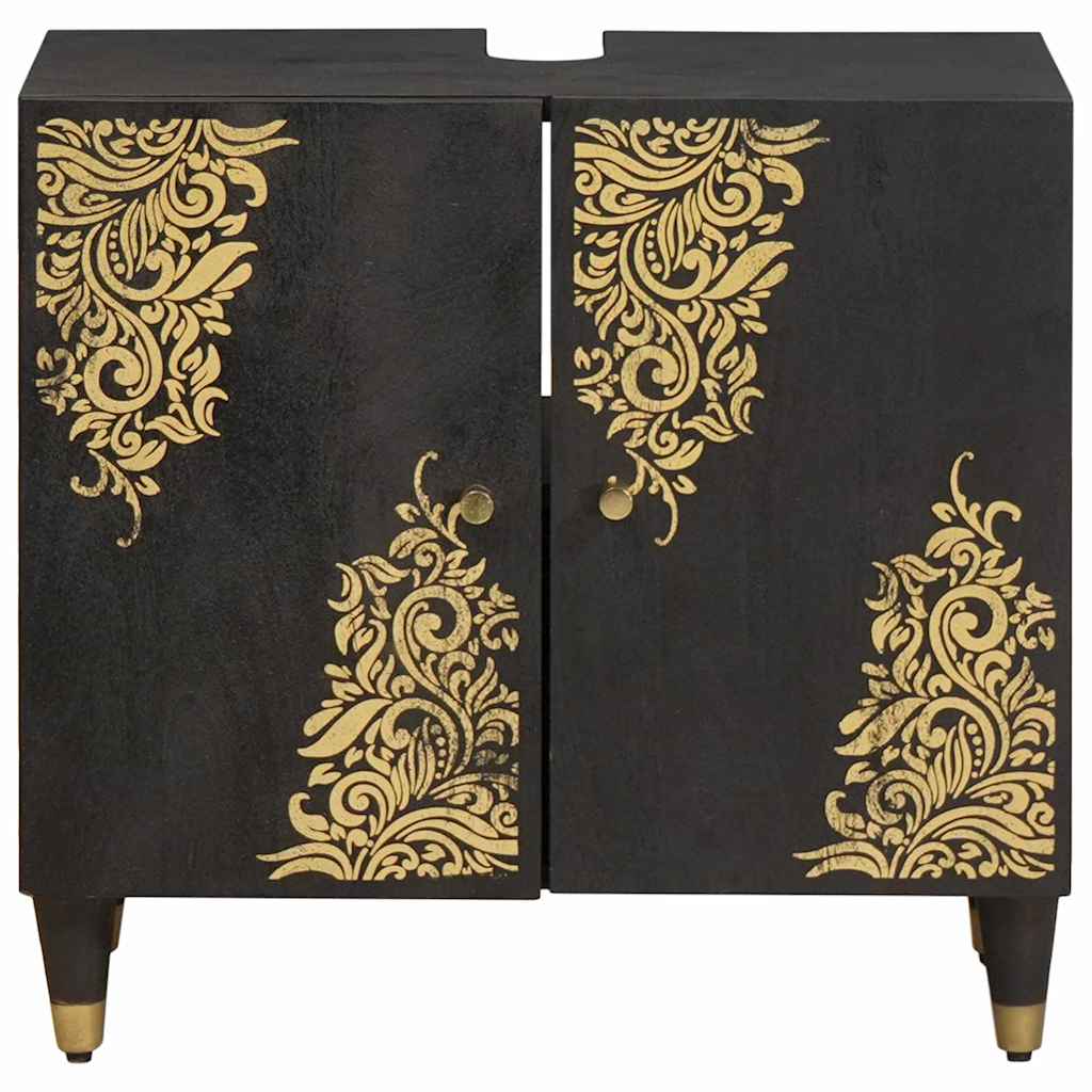 vidaXL Waschbeckenunterschrank mit Speicher Schwarz 62 x 33 x 58 cm