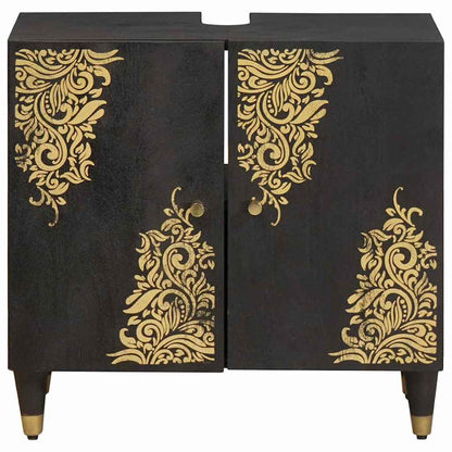 vidaXL Waschbeckenunterschrank mit Speicher Schwarz 62 x 33 x 58 cm