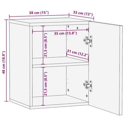 vidaXL Wandschrank mit Tür Schwarz 38 x 33 x 48 cm Massivholz Mango
