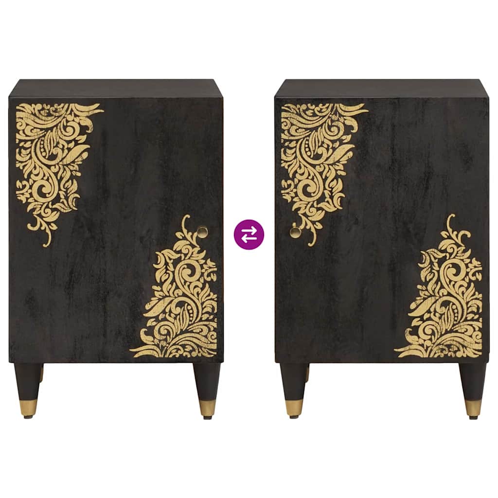 Badezimmerschrank Schwarz 38 x 33 x 58 cm Massivholz Mango