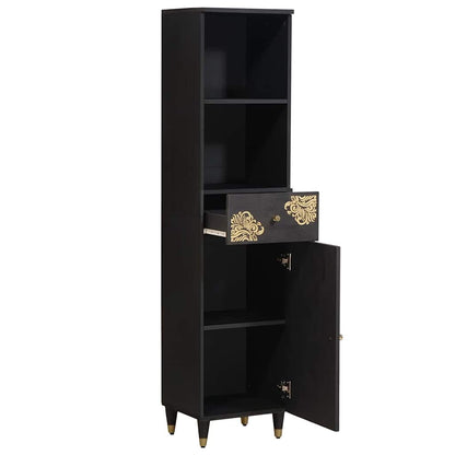 vidaXL Badezimmerschrank Schwarz 38 x 33 x 160 cm Massivholz Mango