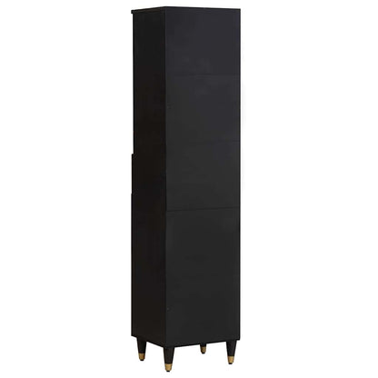 vidaXL Badezimmerschrank Schwarz 38 x 33 x 160 cm Massivholz Mango