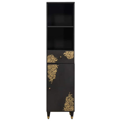 vidaXL Badezimmerschrank Schwarz 38 x 33 x 160 cm Massivholz Mango
