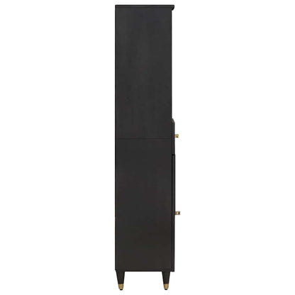 vidaXL Badezimmerschrank Schwarz 38 x 33 x 160 cm Massivholz Mango