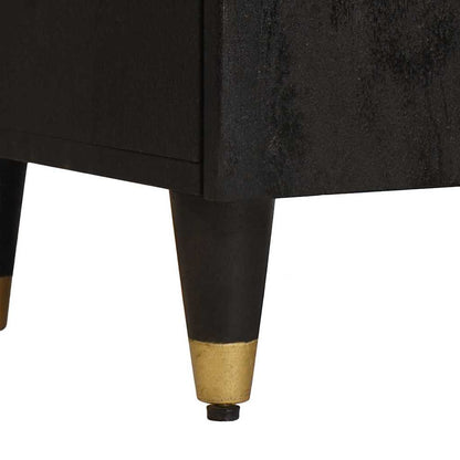 Sideboard mit Regal Schwarz 40 x 33 x 75 cm Massivholz Mango