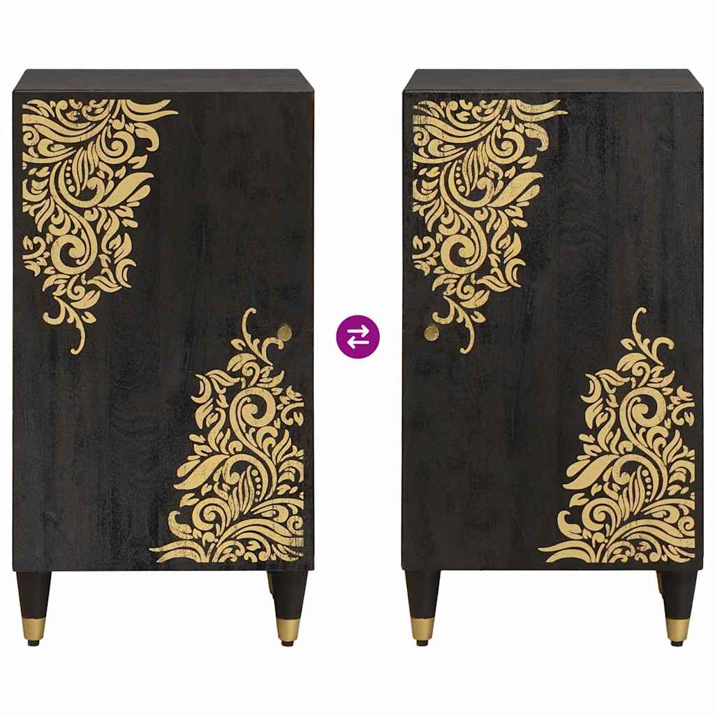 Sideboard mit Regal Schwarz 40 x 33 x 75 cm Massivholz Mango