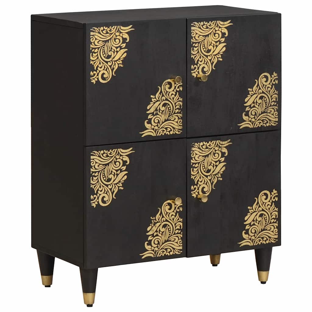 Sideboard mit Regal Schwarz 60 x 33 x 75 cm Massivholz Mango
