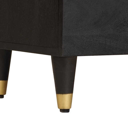 Sideboard mit Regal Schwarz 80 x 33 x 75 cm Massivholz Mango