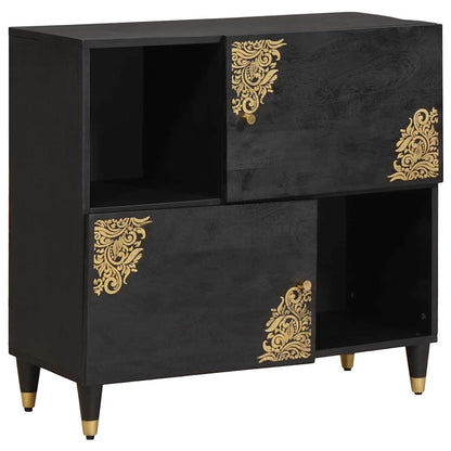 Sideboard mit Regal Schwarz 80 x 33 x 75 cm Massivholz Mango