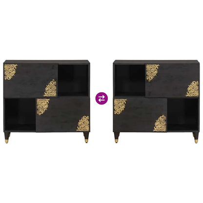 Sideboard mit Regal Schwarz 80 x 33 x 75 cm Massivholz Mango