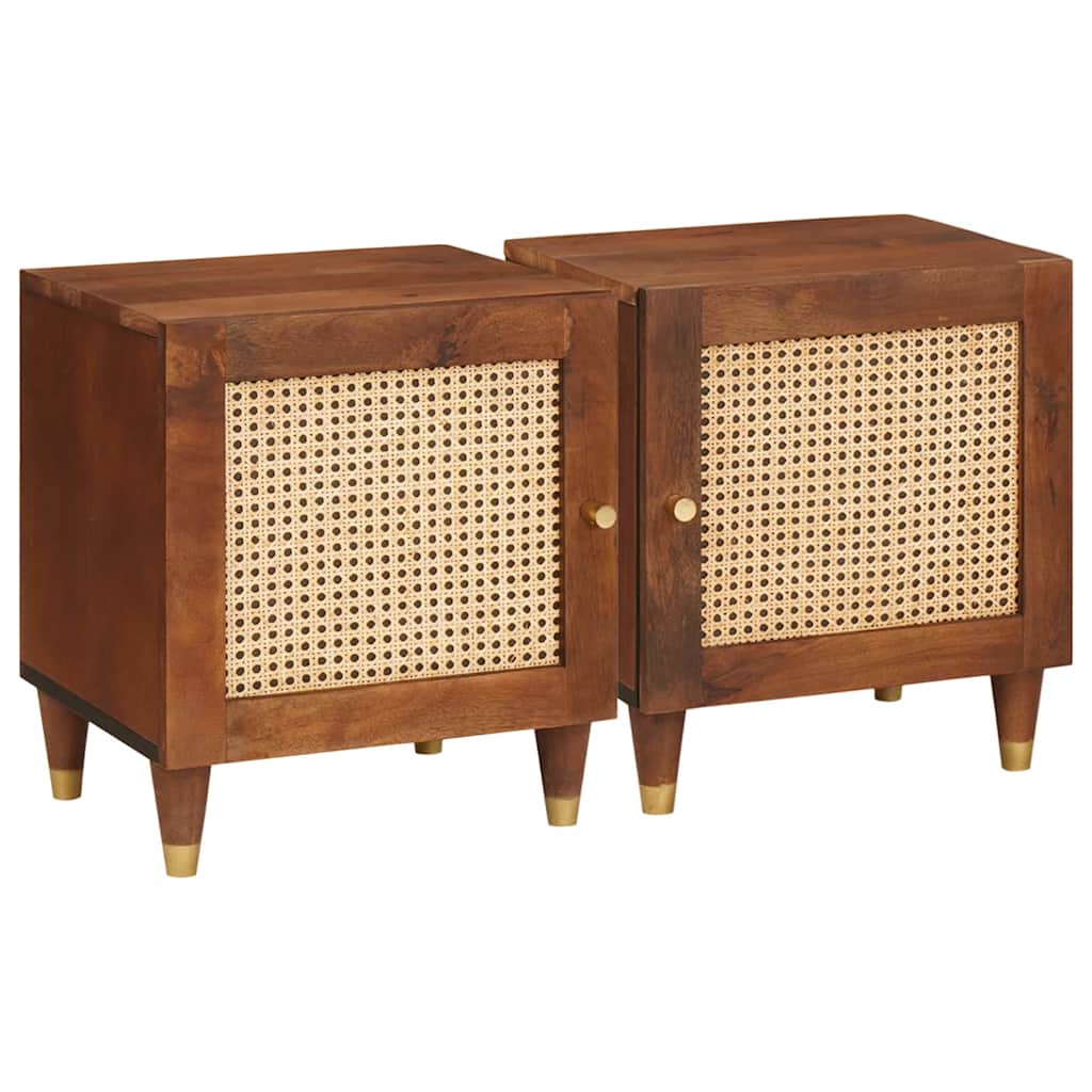 vidaXL Table de chevet 2 pcs Marron 40 x 33,5 x 46 cm Bois de Sesham massif