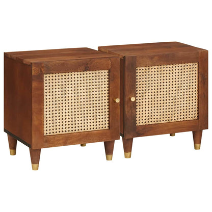 vidaXL Table de chevet 2 pcs Marron 40 x 33,5 x 46 cm Bois de Sesham massif