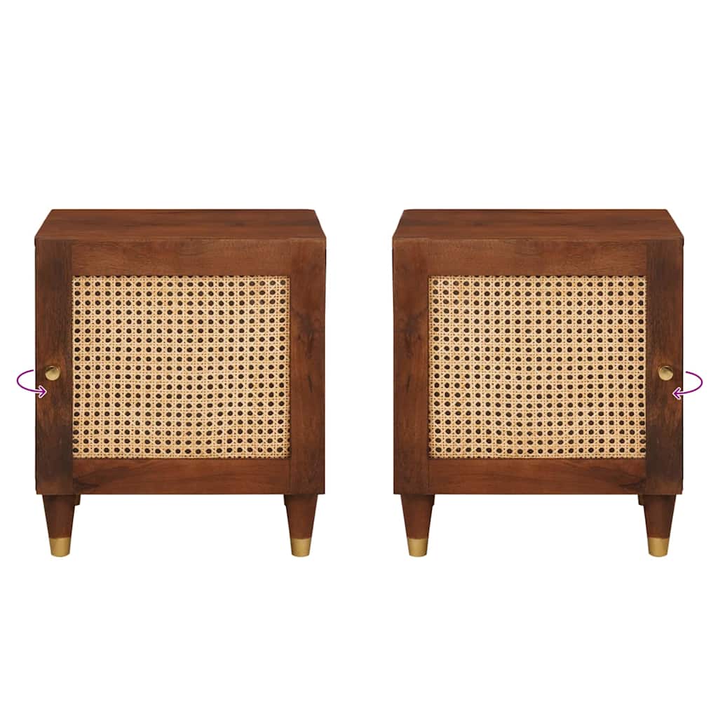 vidaXL Table de chevet 2 pcs Marron 40 x 33,5 x 46 cm Bois de Sesham massif