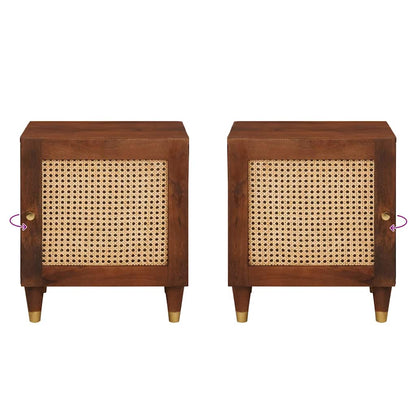 vidaXL Table de chevet 2 pcs Marron 40 x 33,5 x 46 cm Bois de Sesham massif