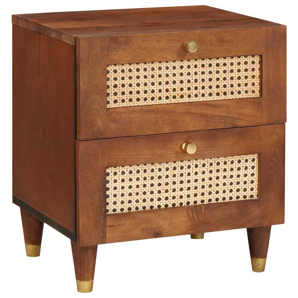 vidaXL Nachttisch 2 pcs Braun 40 x 33,5 x 46 cm Massivholz Akazie