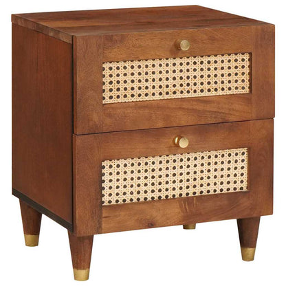 vidaXL Nachttisch 2 pcs Braun 40 x 33,5 x 46 cm Massivholz Akazie
