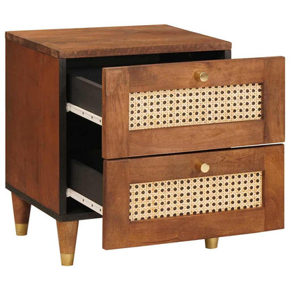 vidaXL Nachttisch 2 pcs Braun 40 x 33,5 x 46 cm Massivholz Akazie