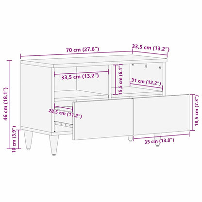 Meuble TV vidaXL avec étagère Marron 70 x 33,5 x 46 cm Bois de manguier massif