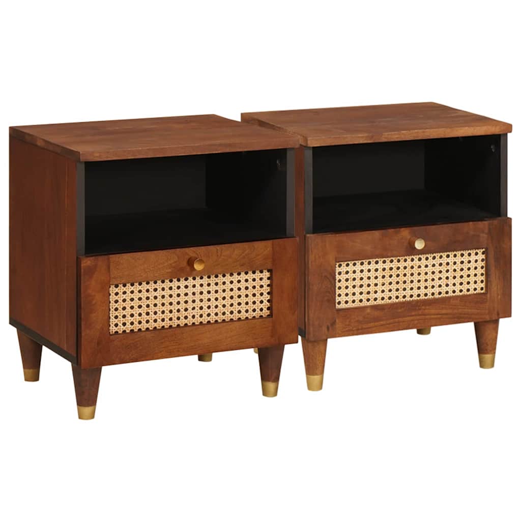 vidaXL Nachttisch 2 pcs Braun 40 x 33 x 46 cm Massivholz Akazie