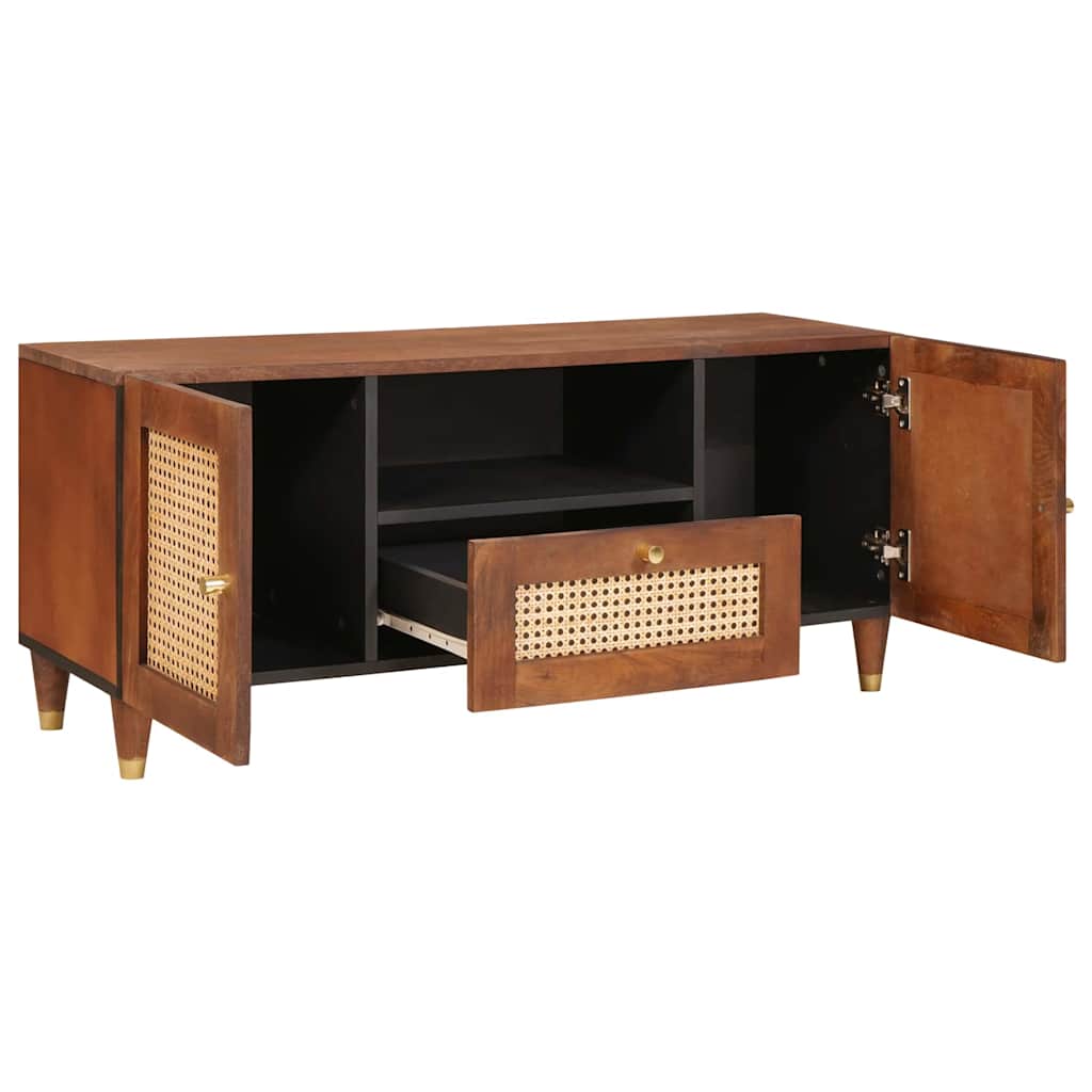 vidaXL TV-Schränk mit Regal Braun 105 x 33,5 x 46 cm Massivholz Mango