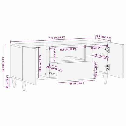 vidaXL TV-Schränk mit Regal Braun 105 x 33,5 x 46 cm Massivholz Mango