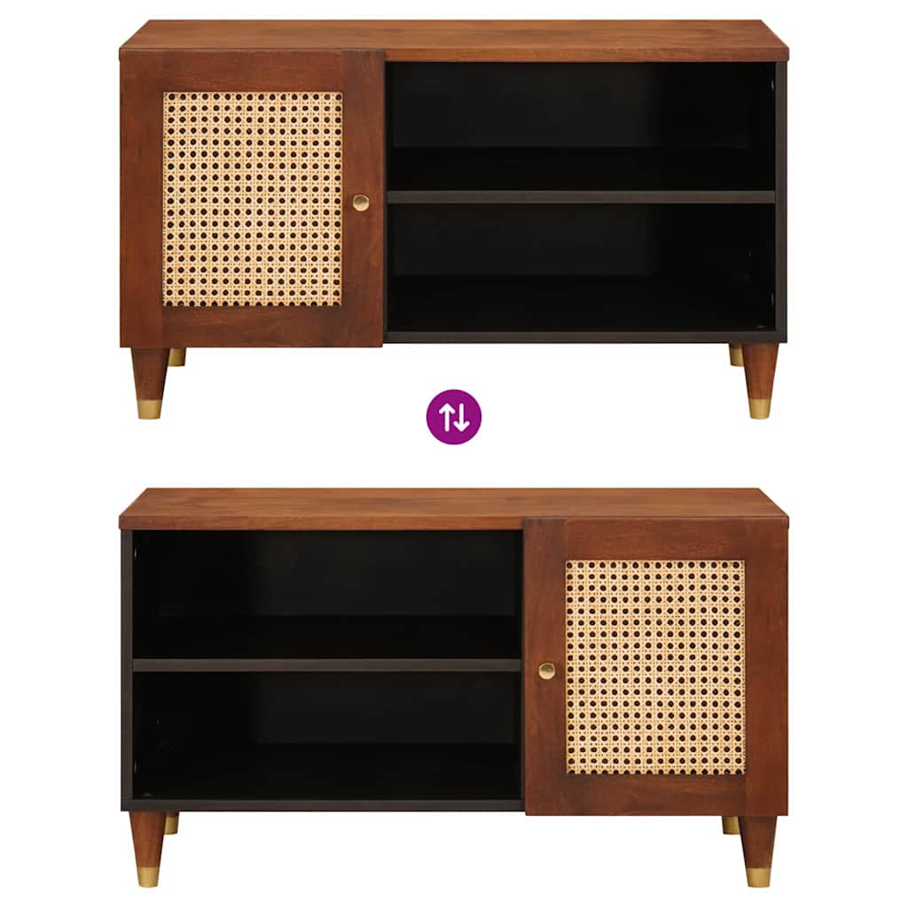 vidaXL TV-Schränk mit Regal Braun 80 x 31,5 x 46 cm Massivholz Mango