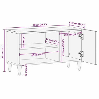 vidaXL TV-Schränk mit Regal Braun 80 x 31,5 x 46 cm Massivholz Mango