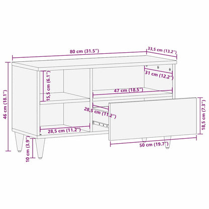 vidaXL TV-Schränk mit Regal Braun 80 x 33,5 x 46 cm Massivholz Mango