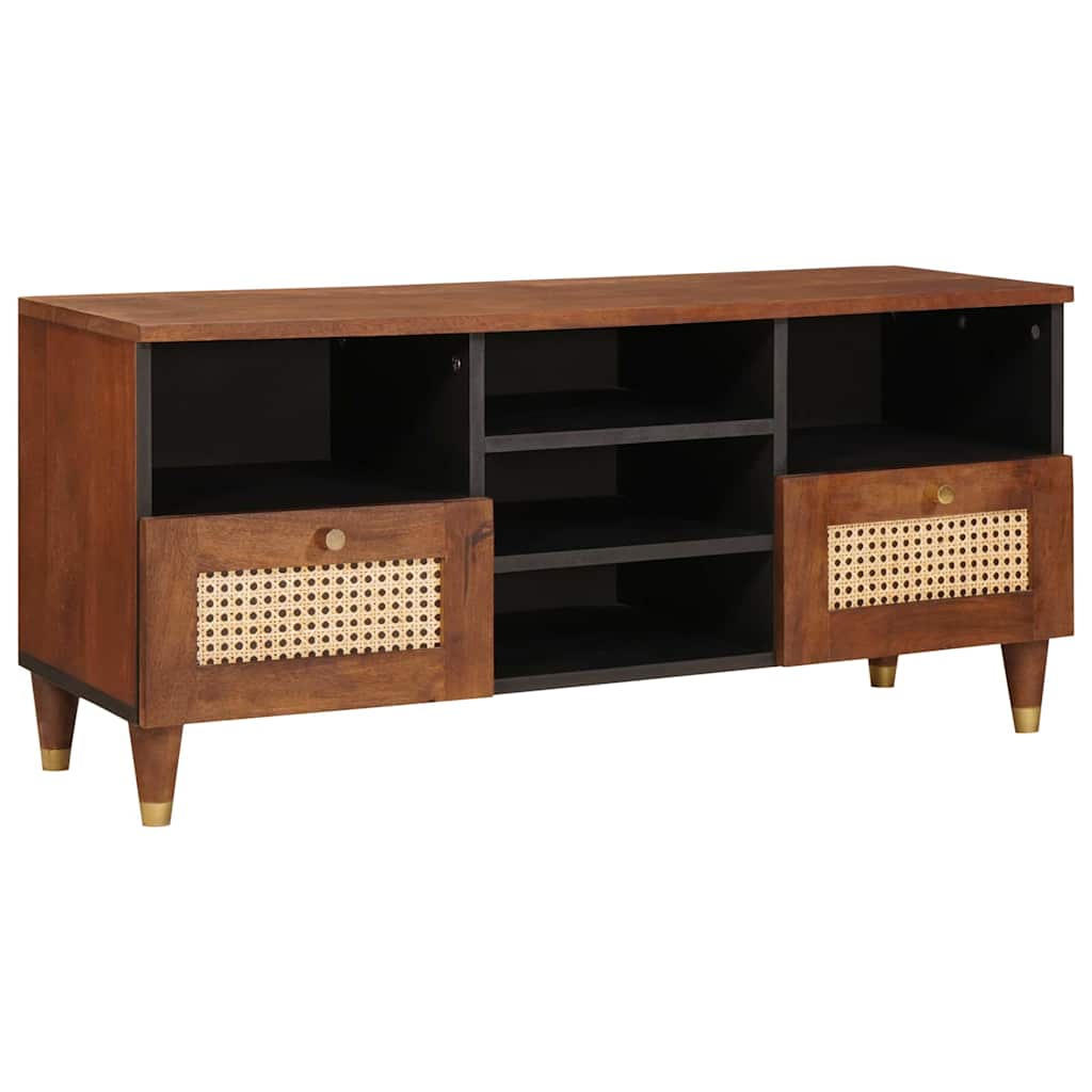 vidaXL TV-Schränk mit Regal Braun 100 x 33,5 x 46 cm Massivholz Mango