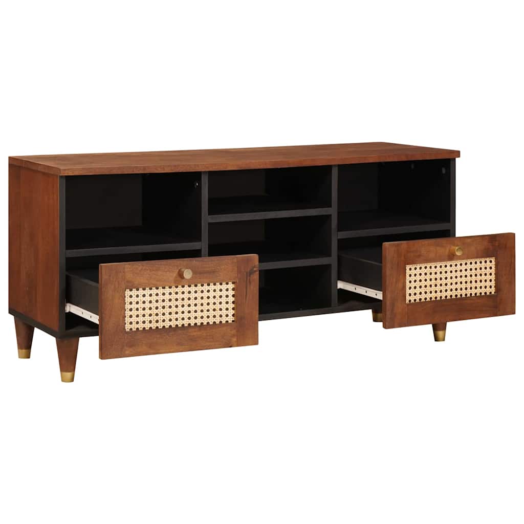 vidaXL TV-Schränk mit Regal Braun 100 x 33,5 x 46 cm Massivholz Mango