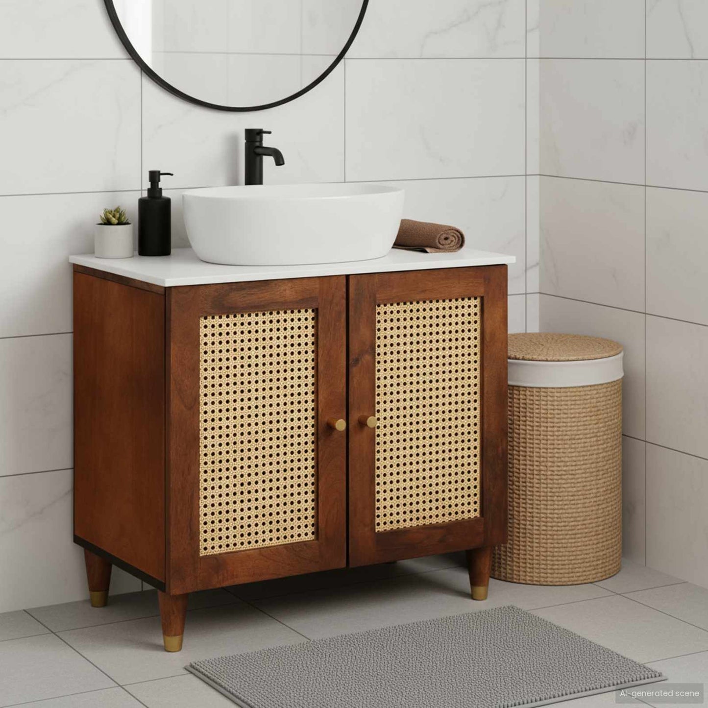 vidaXL Waschbeckenunterschrank Braun 62 x 33 x 58 cm Holzwerkstoff