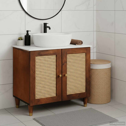 vidaXL Waschbeckenunterschrank Braun 62 x 33 x 58 cm Holzwerkstoff