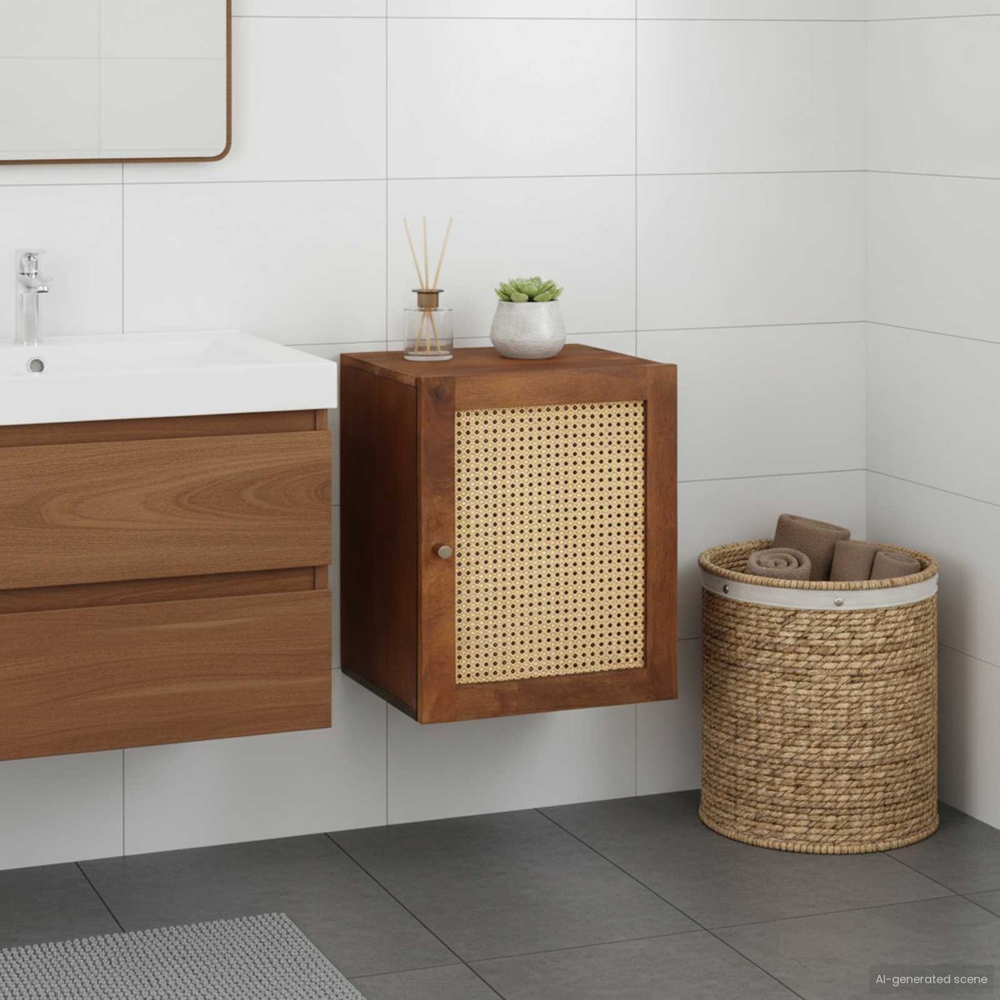 vidaXL Badezimmerschrank mit Tür Braun 38 x 33,5 x 48 cm Holzwerkstoff