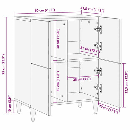 vidaXL Sideboard Braun 60 x 33,5 x 75 cm Massivholz Mango