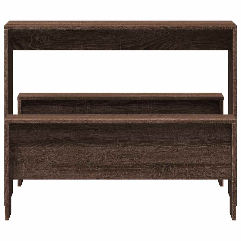 vidaXL Ensemble table à manger et bancs 3 pcs Marron aspect chêne Bois d'ingénierie