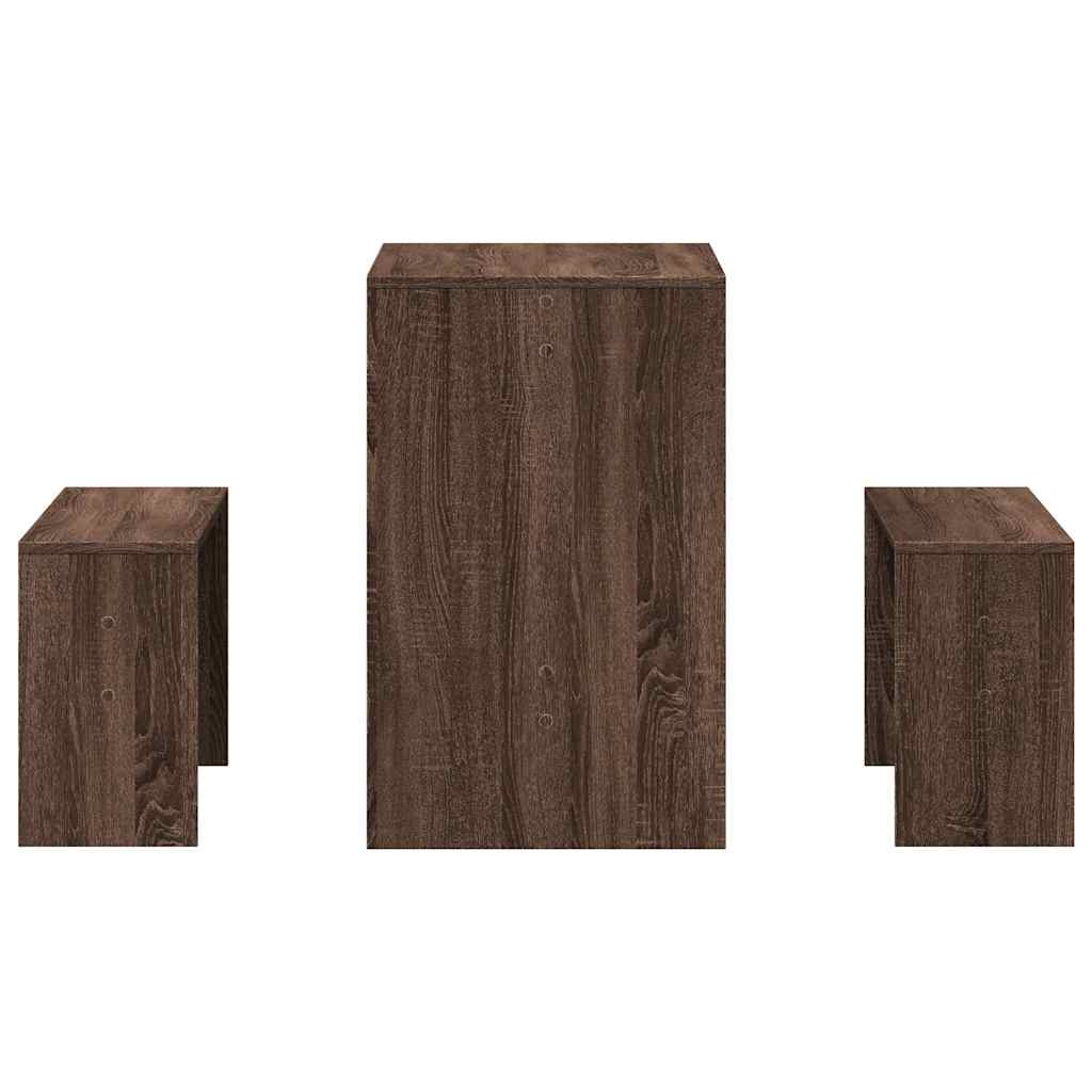 vidaXL Ensemble table à manger et bancs 3 pcs Marron aspect chêne Bois d'ingénierie