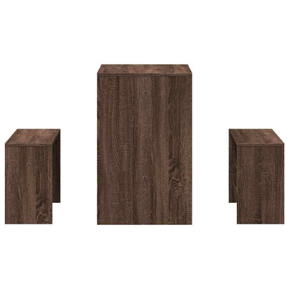 vidaXL Ensemble table à manger et bancs 3 pcs Marron aspect chêne Bois d'ingénierie