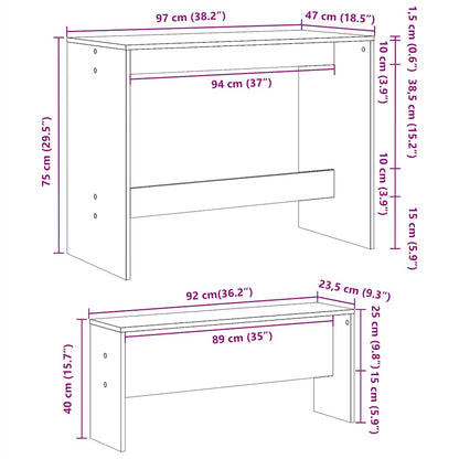 vidaXL Ensemble table à manger et bancs 3 pcs Marron aspect chêne Bois d'ingénierie
