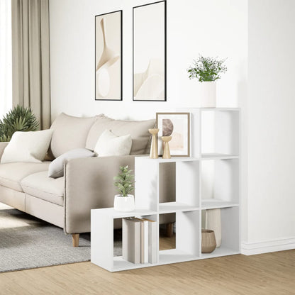 vidaXL Raumteiler Bücherregal 3-stufig Weiß 99x29x99 cm Holzwerkstoff